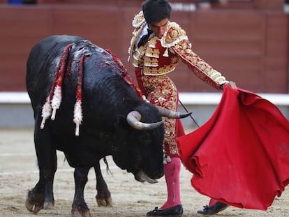 El novillero venezolano Jesús Enrique Colombo, esta tarde en Las Ventas.