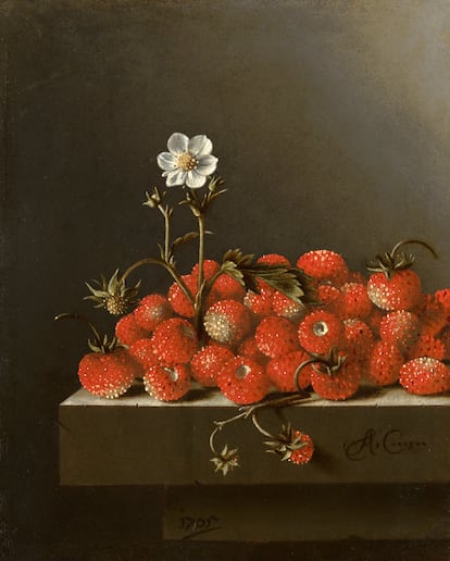 ‘Bodegón con fresas salvajes', de Adriaen Coorte (1705, Real Pinacoteca Mauritshuis, La Haya).