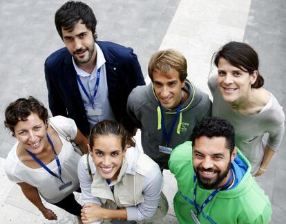 Arriba: Raúl Entrerríos, Jon Santacana y Ruth Beitia. Abajo: Elisa Aguilar, Ona Carbonell y Miguel Galindo