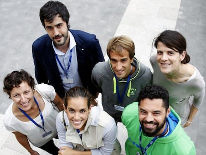 Arriba: Ra&uacute;l Entrerr&iacute;os, Jon Santacana y Ruth Beitia. Abajo: Elisa Aguilar, Ona Carbonell y Miguel Galindo