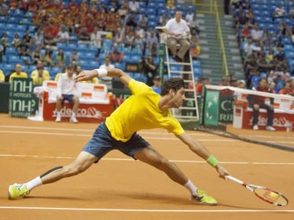 Bellucci, en su partido con Bautista. 