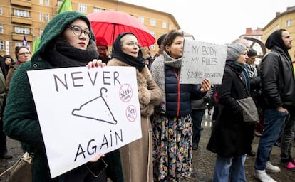 Manifestación en favor de la information sobre el aborto en Berlín el 26 de enero. 