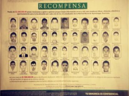 El anuncio publicado el 20 de octubre con los rostros de los 43 estudiantes desaparecidos en Iguala.