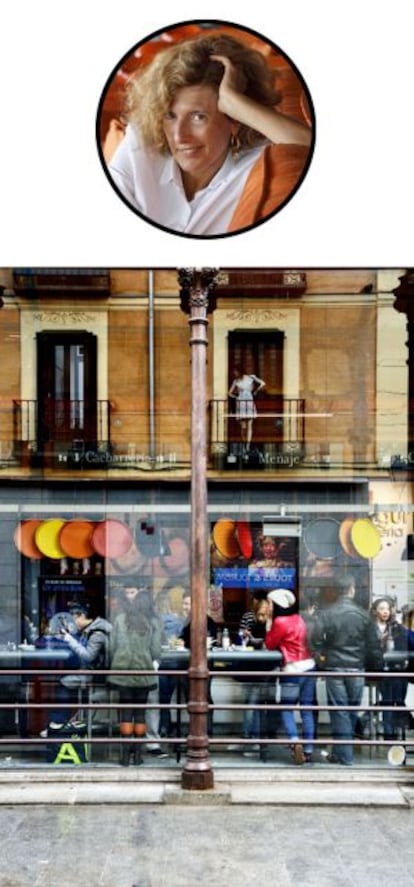 El Mercado de San Miguel. En la foto redonda, Teresa Sapey.