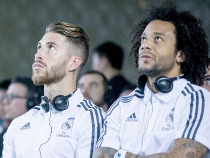 Sergio Ramos y, a la derecha, Marcelo el pasado verano en China. 