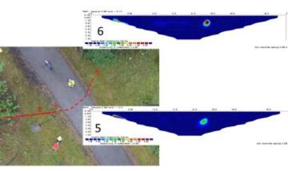 Tomograf&iacute;a del terreno en busca del t&uacute;nel.