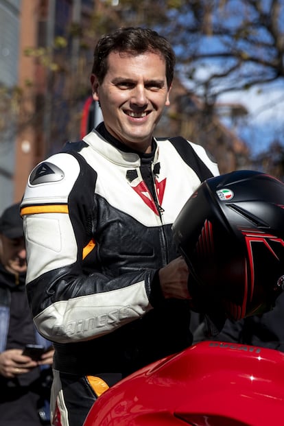 Politician Albert Rivera during a meeting with motorcyclist associations in Madrid on occasion of Spain Election on Thursday, 7 November 2019.