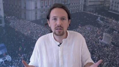 Captura de video en el que el líder de Podemos, Pablo Iglesias, anunció que renuncia a entrar en el Gobierno de Sánchez.