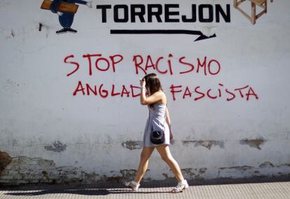 Graffiti in Torrejón against extremist José Anglada’s attempts to gain a foothold in the town.