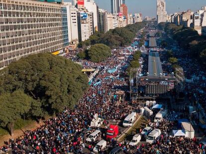 Marcha multitudinaria contra la legalización del aborto, el pasado 4 de agosto en Buenos Aires.