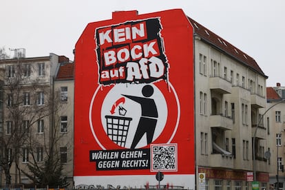 Un muro contra la formación de ultraderecha AfD, en una calle de Berlín.