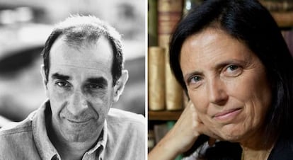 Marcelo Cohen, a la izquierda; Claudia Piñeiro, a la derecha.