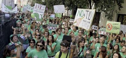 Protesta ante el Parlamento balear, en Palma de Mallorca, el pasado 1 de octubre.