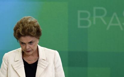 Dilma Rousseff durante la investidura de Lula como ministro.