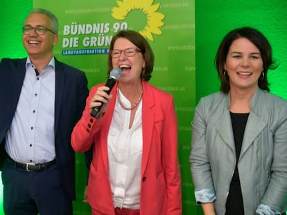 Los líderes de los verdes celebran los resultados en las elecciones en Hesse (Alemania).