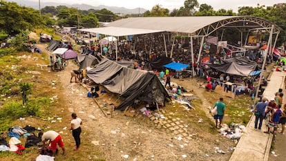 Migrants in a camp in Huixtla (State of Chiapas), in November 2023.