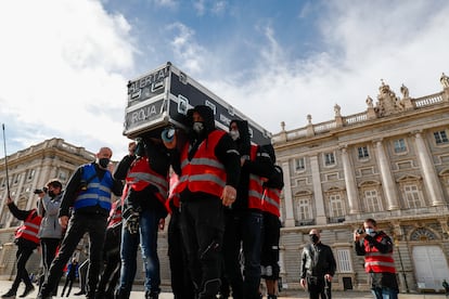 Protesta del sector de los espectáculos reunido en el movimiento Alerta Roja, en septiembre de 2020 en Madrid.