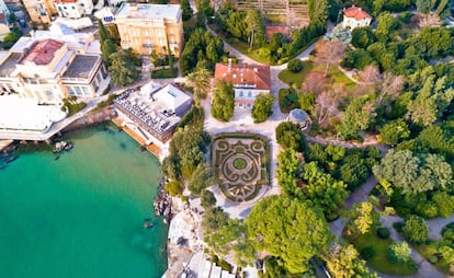 Vista aérea del parque Angiolina, en Opatija.