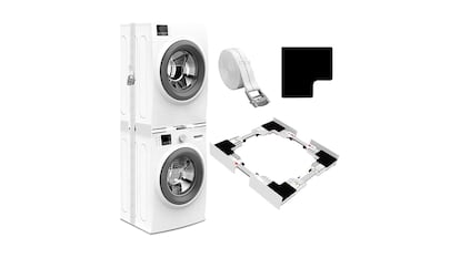 Kit para apilar electrodomésticos sobre fondo blanco.