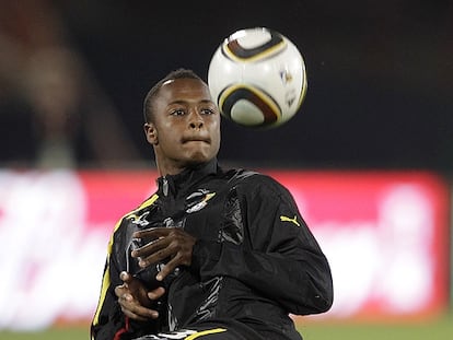 Andre Ayew en un entrenamiento de la selección de Ghana.