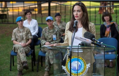 Angelina Jolie, en Nairobi el pasado mes de junio como enviada especial de Naciones Unidas a un centro de fuerzas de paz en Nairobi.