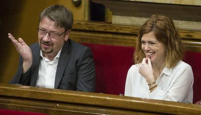 Xavier Domènech i Elisenda Alamany, en un ple del Parlament.