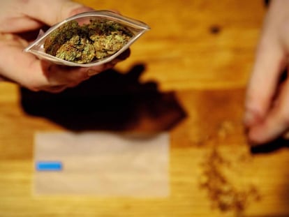 Un consumidor de cannabis en un 'coffee shop' en La Haya. 