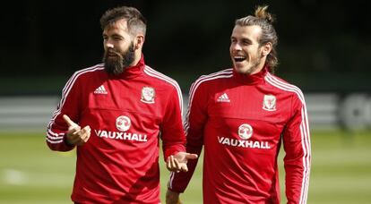 Bale entrena con Gales el pasado 31 de agosto.