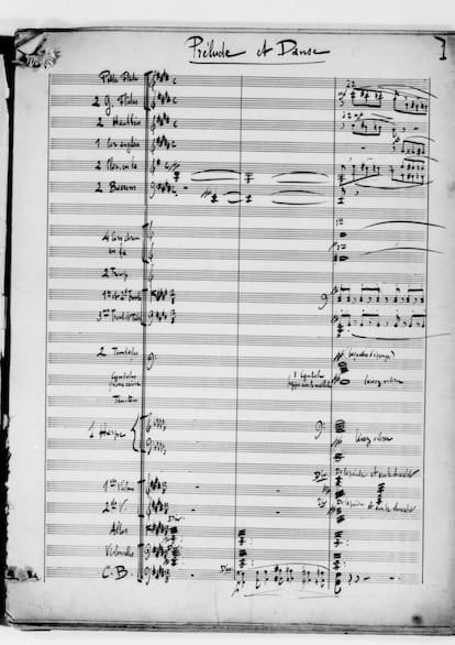 Primera página del manuscrito de ‘Semiramis’, la nueva composición identificada de Ravel.