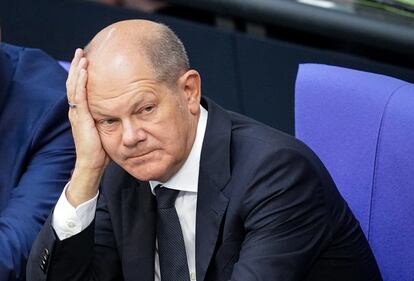 El canciller alemán, Olaf Scholz, durante una sesión de control en el Bundestag el 6 de septiembre.