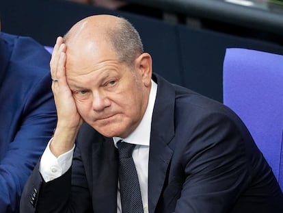 El canciller alemán, Olaf Scholz, durante una sesión de control en el Bundestag el 6 de septiembre.