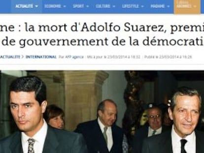 Noticia sobre la muerte de Adolfo Su&aacute;rez en el diario franc&eacute;s &#039;Le Figaro&#039;.