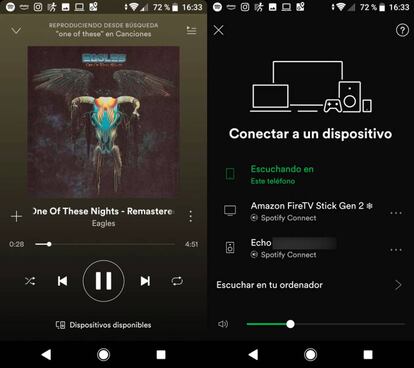 A la derecha podemos ver la lista de dispositivos disponibles, entre los que se encuentra el Amazon Echo