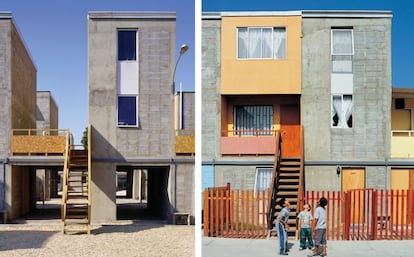 Casas incrementais Quinta Monroy, Iquique (Chile), 2004. A ideia é entregar não uma casa social acabada, mas metade dela para que os proprietários possam continuar construindo – quando tiverem necessidade e/ou dinheiro e para que a casa possa continuar aumentando de valor. Isso foi o que Elemental chamou de casa incremental. Quinta de Monroy é um dos primeiros exemplos.