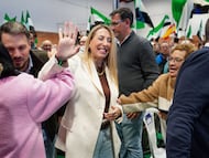 María Guardiola, durante un acto de campaña en Navalmoral de la Mata (Cáceres), el sábado.
