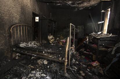 La habitación quemada donde dormía Graciela Cifuentes.