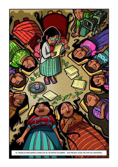 El cómic 'El bote de mermelada', fue el proyecto piloto de la campaña 'Mas y mejor ayuda' de Oxfam Intermon. "Nos basamos en un informe sobre la mujer en Guatemala y en varias entrevistas que mantuvimos mediante videoconferencia con cooperantes que trabajan en la zona", explica Cristina Durán. Fue el embrión del proyecto.