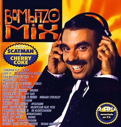 Un ejemplo del 'megamix', uno de los fenómenos más curiosos de la historia musical española. En la imagen, un actor disfrazado de José María Aznar en la portada de 'Bombazo mix', de 1995.