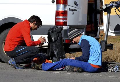 Tommy Caldwell (derecha) y Kevin Jorgeson, antes del ascenso. Comenzaron el pasado 24 de diciembre y alcanzaron la cima el miércoles 24 de enero.