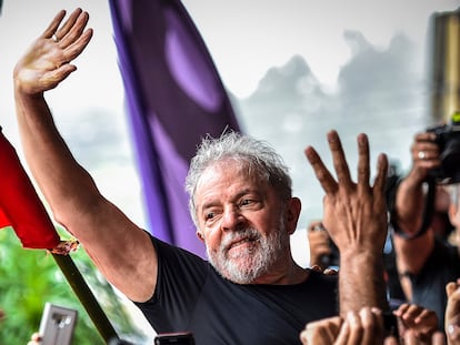 Lula da Silva, en São Bernardo do Campo, después de ser excarcelado en noviembre de 2019.