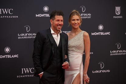 Diego Simeone and Carla Pereyra, at the Laureus World Sports Awards, at the Cristal Gallery in Madrid, on April 23, 2024.
