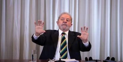 Lula, durante una conferencia de prensa en Sao Paulo este lunes.