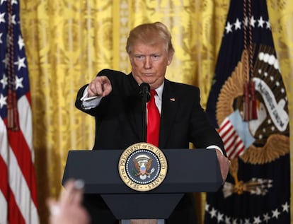 Trump, durante una rueda de prensa en Washington, el 16 de febrero.