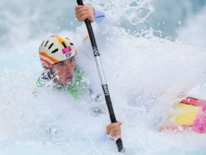 Samuel Hernanz en la final de K1 de aguas bravas.