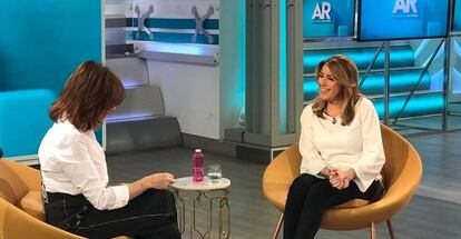 La presidenta de la Junta andaluza, Susana D&iacute;az, entrevistada en Tele5. 