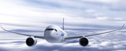 Maqueta del A-350 de Airbus.
