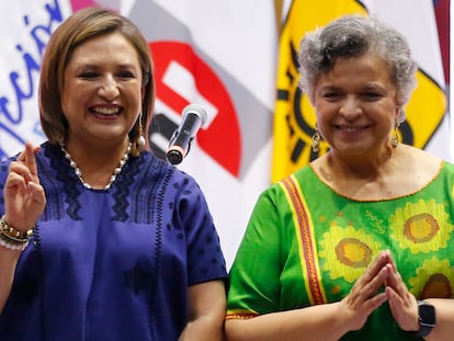 Las precandidatas presidenciales del Frente Amplio por México, Xóchitl Gálvez y Beatriz Paredes.