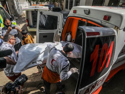 One of the bodies of the World Central Kitchen aid workers who were killed in an Israeli attack in Rafah on April 3.