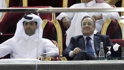 Nasser Al-Khelaifi y Florentino Pérez, en 2019.