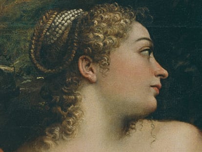 Detalle de la cabeza de Venus del cuadro de Annibale Carracci.
